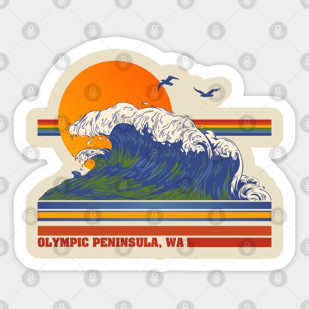 Retro Olympic Peninsula WA 70s Style Tourist Souvenir Sticker by darklordpug